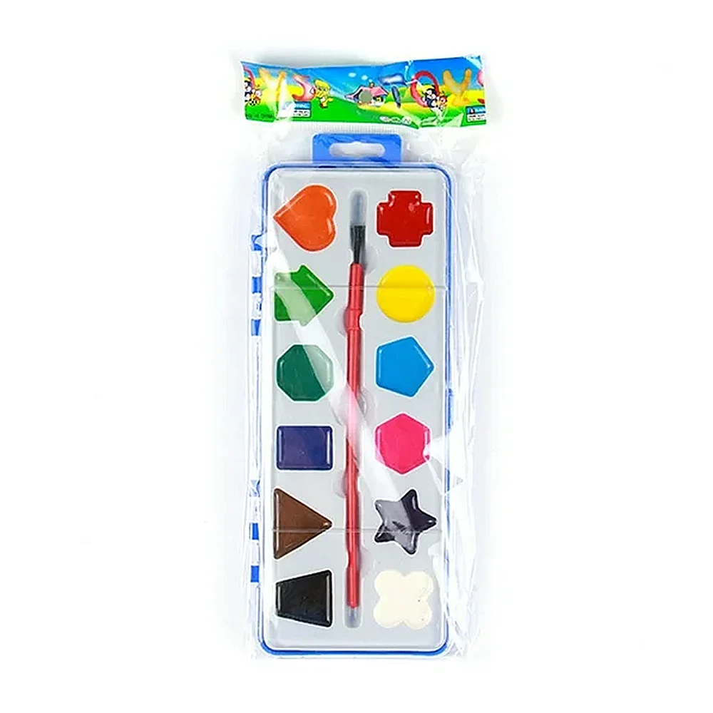 Estuche con 12 pinturas de acuarela en moldes de varias figuras + pin…