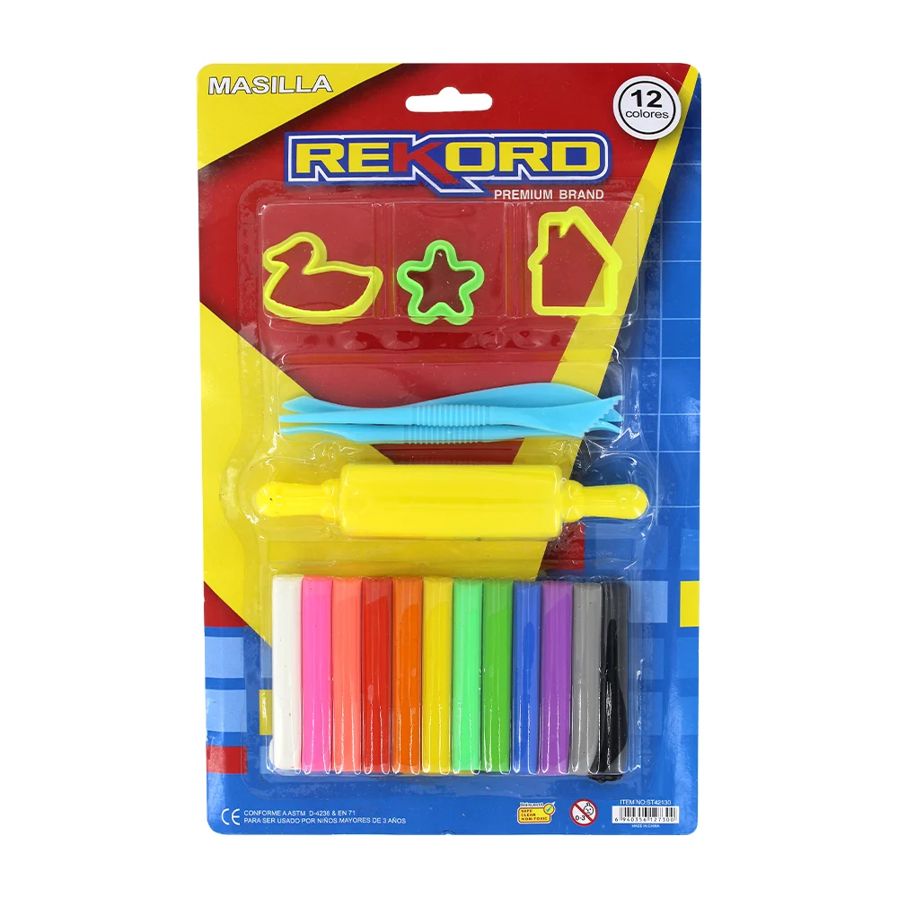 Blíster con 12 barras de plastilina + 7 accesorios de juguete, varied…
