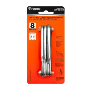 Juego de 8 llaves plegables torx tipo navaja fumetax con acabado sati…
