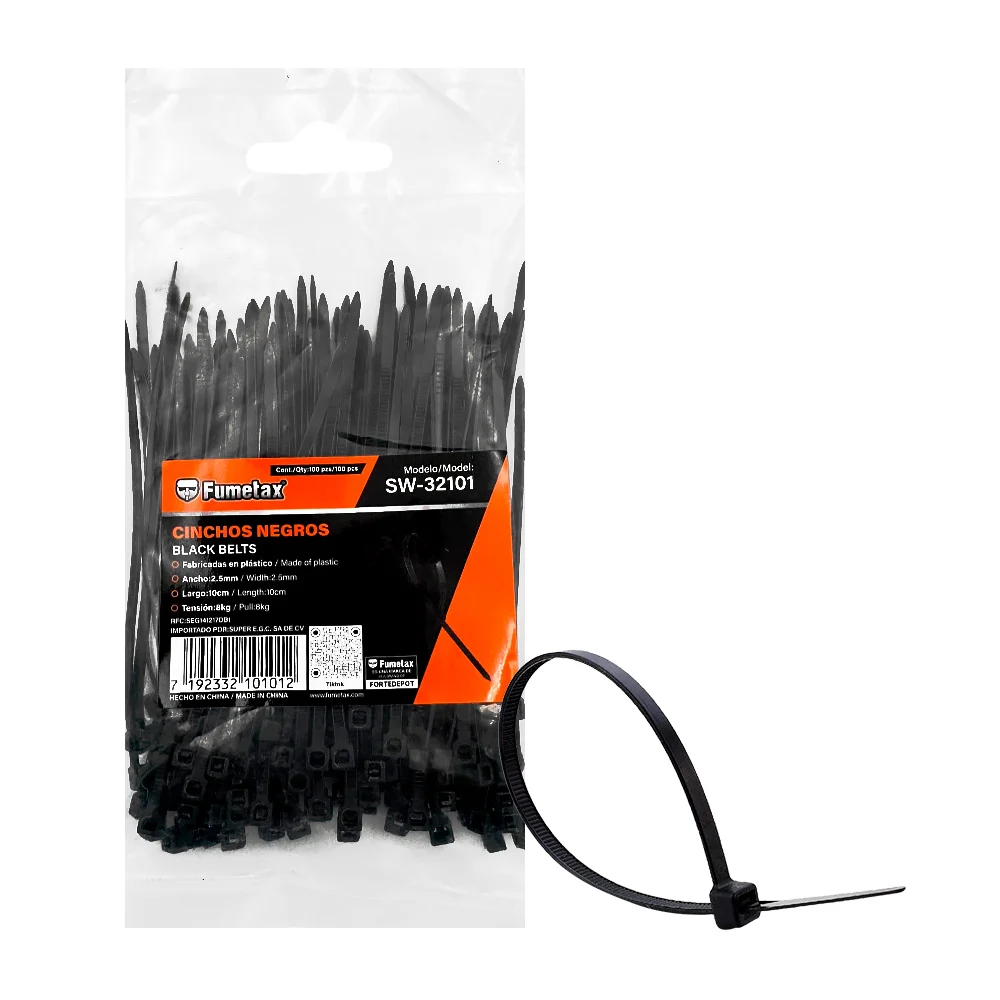 Paquete con 100 piezas de cinchos en color negro fumetax con largo de…
