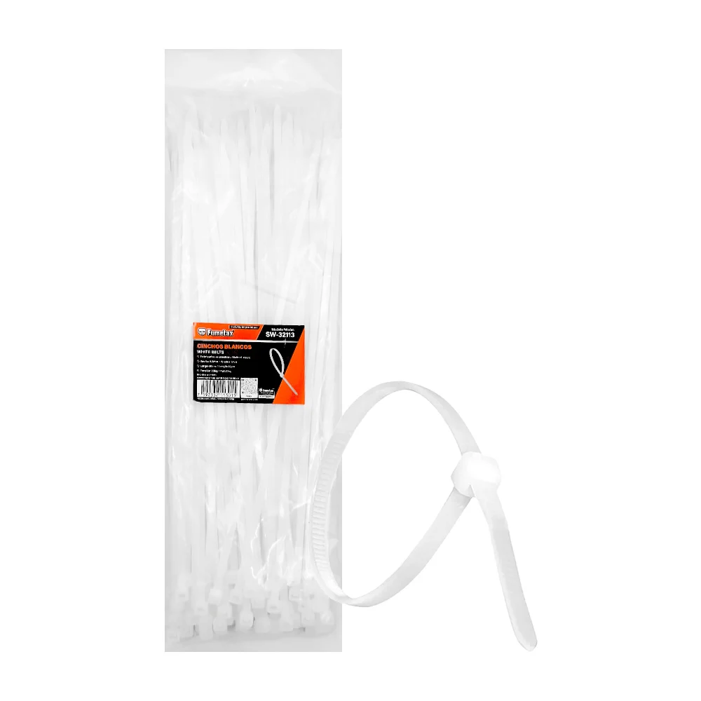 Paquete con 100 piezas de cinchos en color blanco fumetax con largo d…
