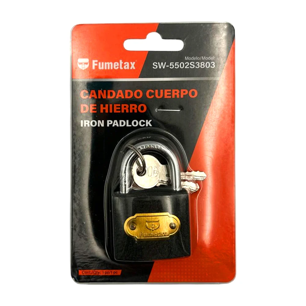 Candado pequeño fumetax de hierro, 4x6cm + juego 3 llaves / sw-5502s3…