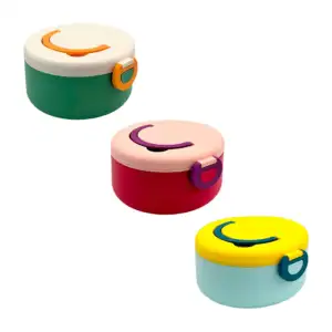 1pza Tupper redondo bicolor, de plástico liso, con asa agarradera, cu…