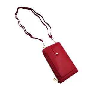 Bolsa de mano rectangular de piel sintética con correa, 2 compartimen…