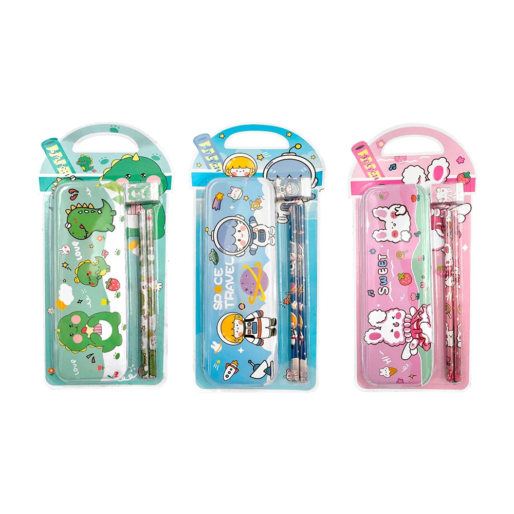 1pza Set de papelería infantil con 1 estuche metálico, 2 lápices y 1 …