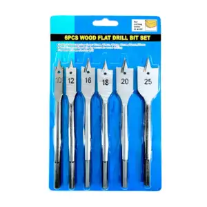 Paquete con 6 brocas planas para madera de 10mm, 12mm, 16mm, 18mm, 20…