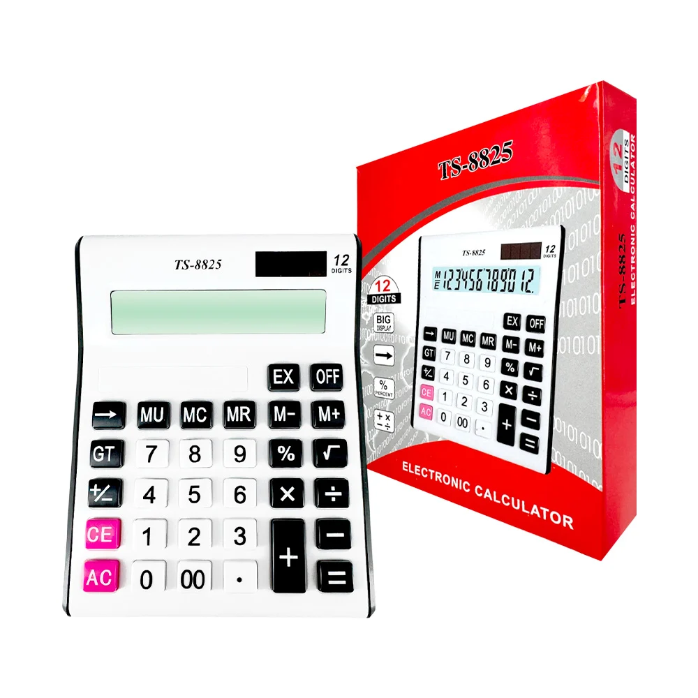 Calculadora electrónica de 12 dígitos, bicolor, con mini panel solar …