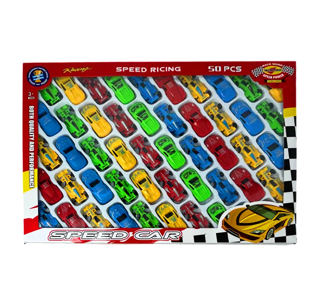 Paquete con 50 carritos de plástico speed ricing, variedad de modelos…