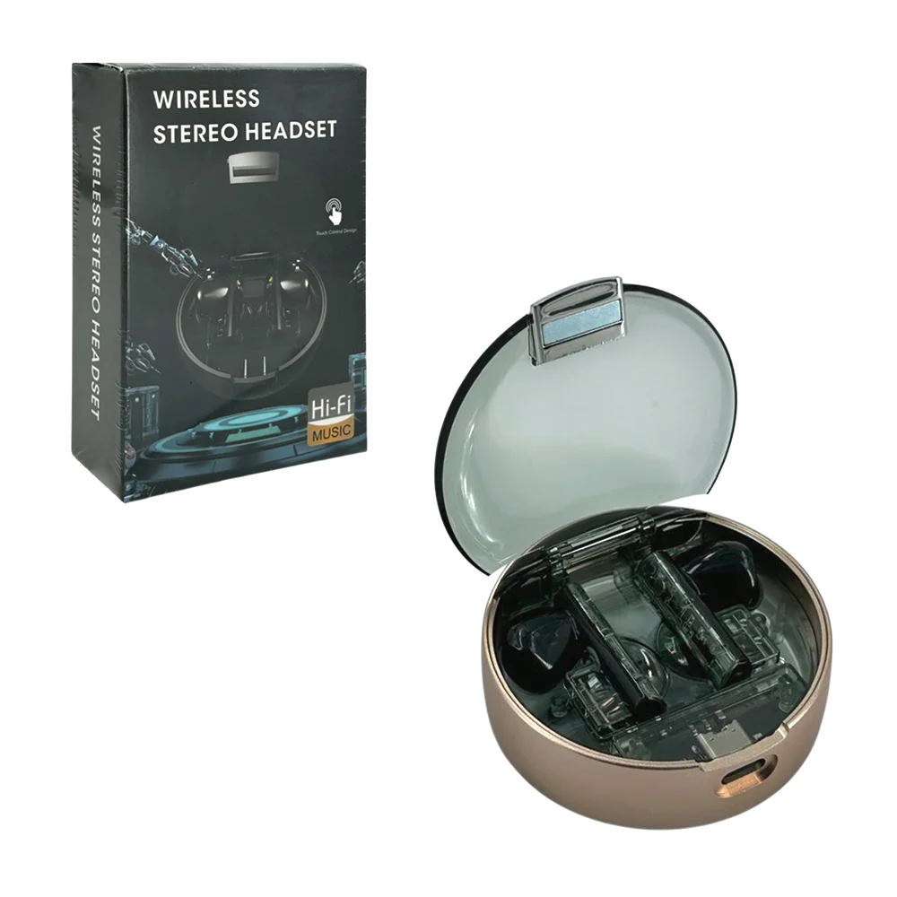 Audífonos inalámbricos bluetooth con estuche de carga transparente ci…