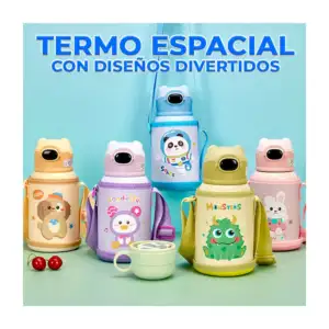 Termo ele-gate de acero inoxidable con diseño de animales, broche ova…
