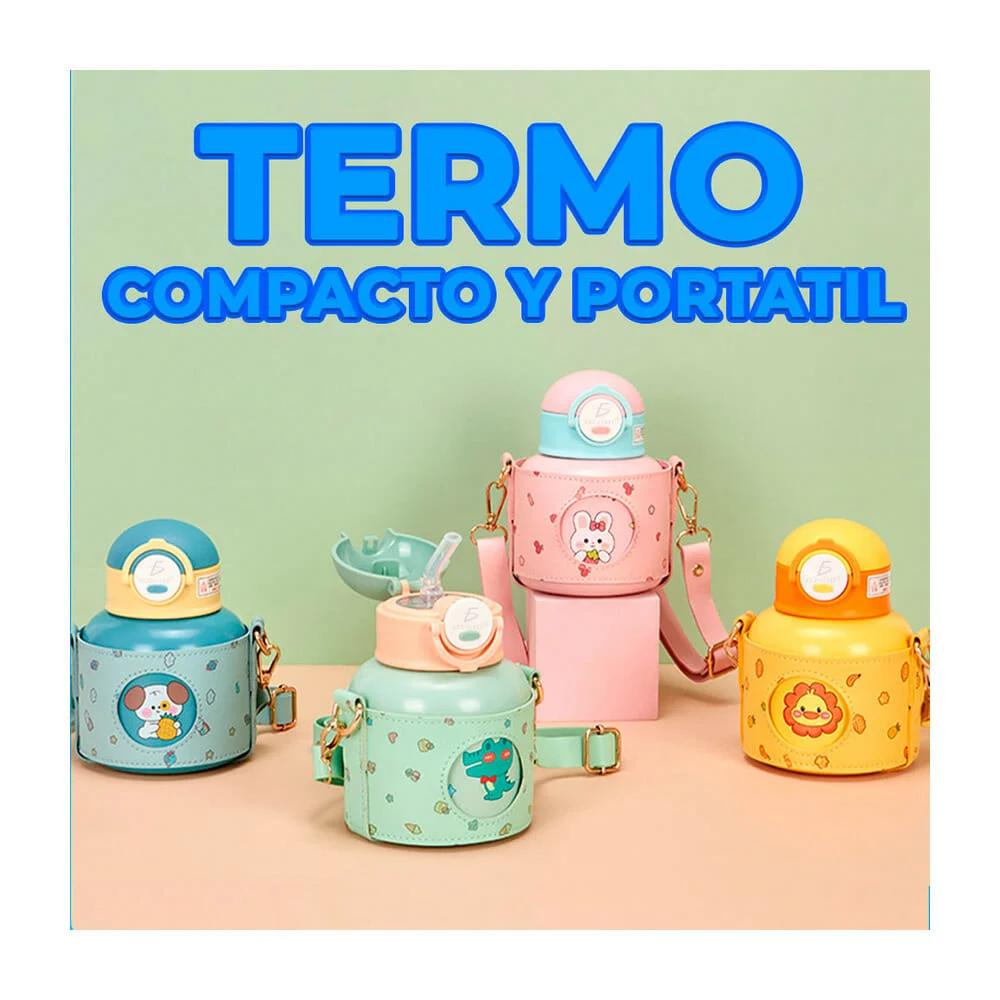 Termo ele-gate de acero inoxidable con diseño de animales, broche redondo, funda porta termo y capacidad para 520ml, variedad de diseños / vas.44.4