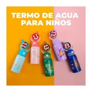 Botella tipo termo de acero inoxidable, diseño de animales, tapaderas…