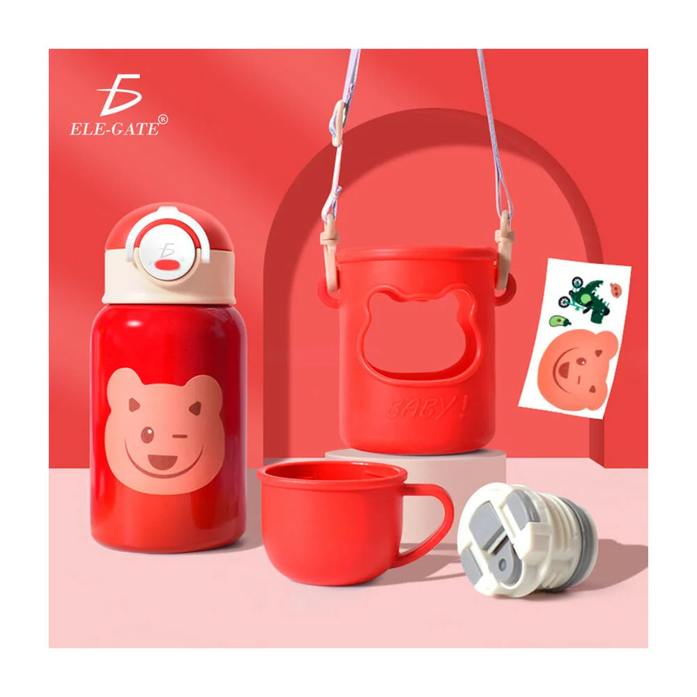 Termo ele-gate de acero inoxidable con diseño de animales, doble tapadera intercambiable, taza, funda porta termo y capacidad para 650ml, variedad de diseños / vas.44.6