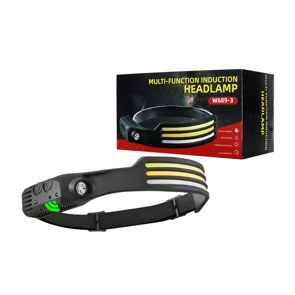 Lámpara tipo minero con tira led recargable de color blanco, amarillo…