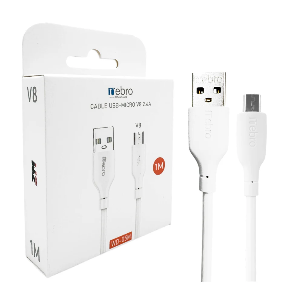 Cable usb-micro v8 de 1 metro, 2.4a / nebro / wd-05m