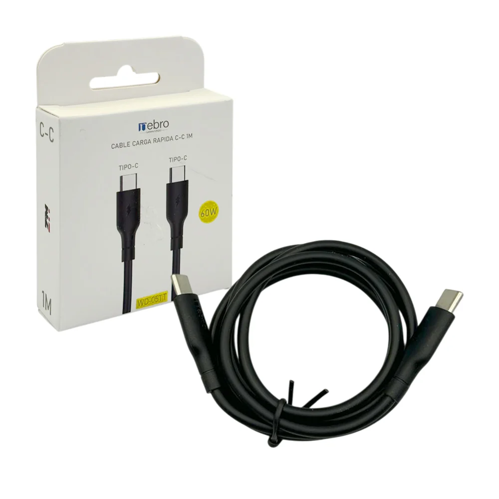 Cable para carga rápida de 1 metro con entrada tipo c a tipo c, 60 wa…