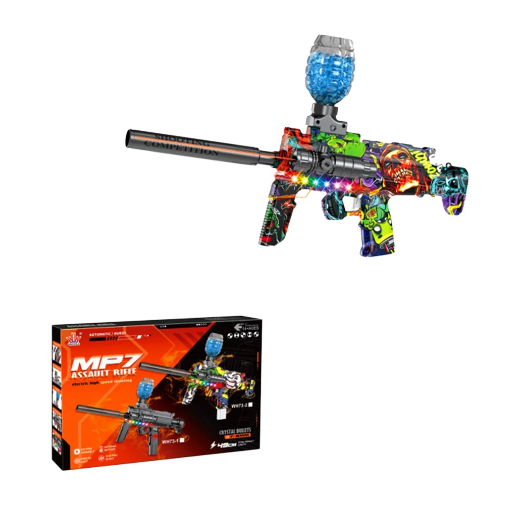 Pistola de juguete mp7 + diseño de calaveras con zombies, tanque de b…