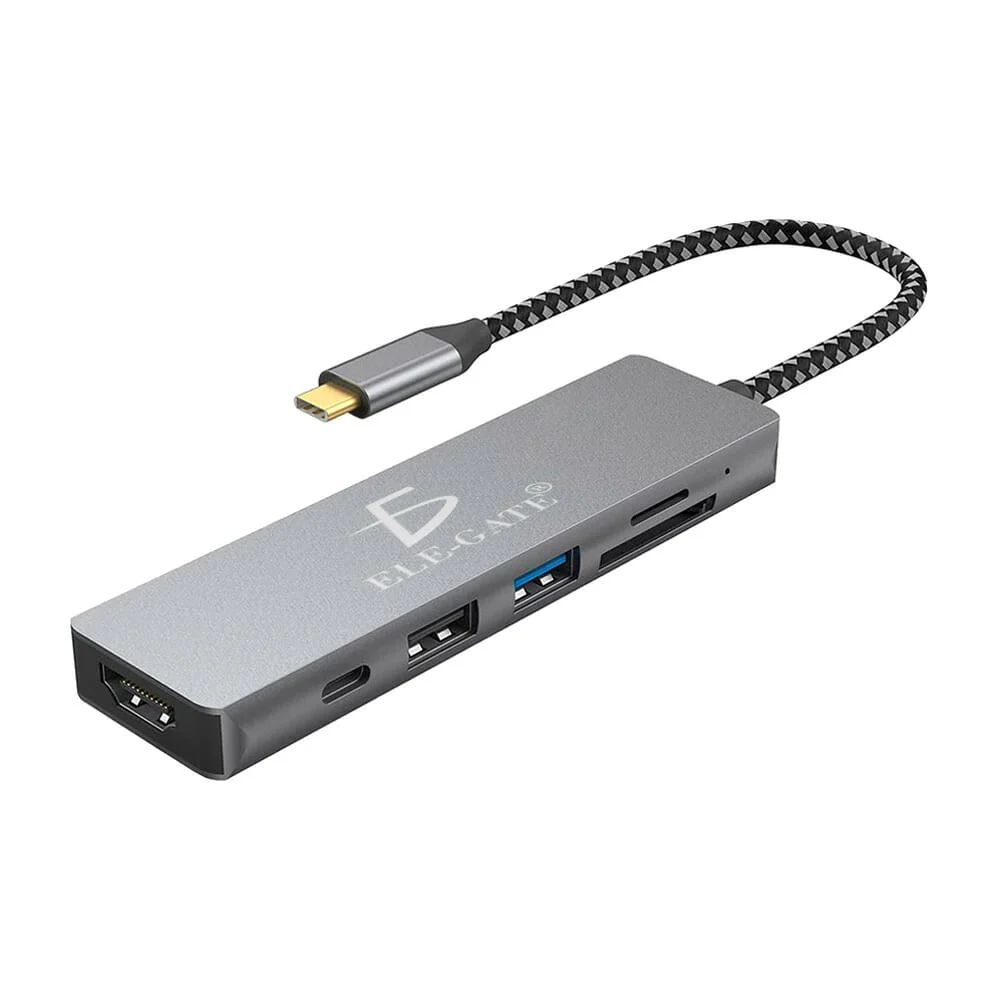 Hub adaptador usb-c ele-gate 6 en 1 con entrada hdmi, tipo c, 2 puert…