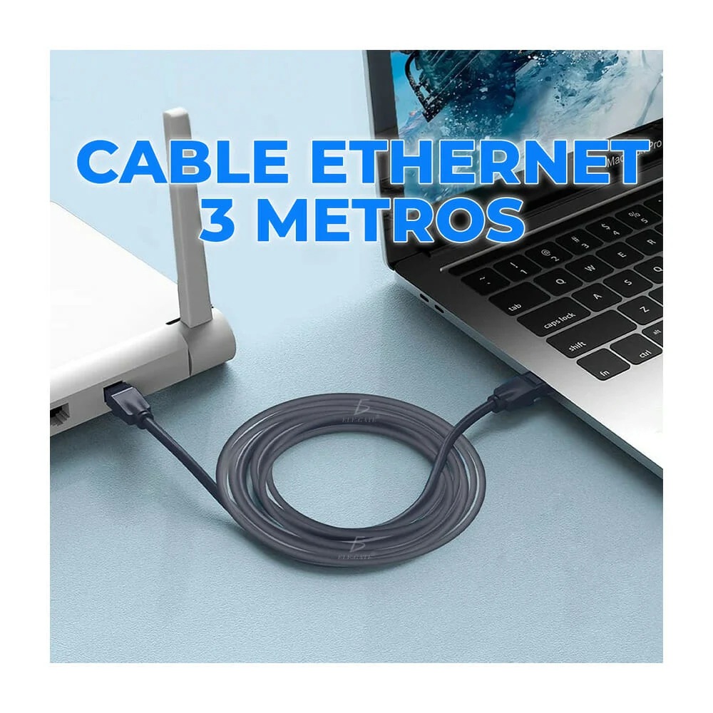Cable color negro ele-gate Cat7 vention RJ45 ethernet utp de 3 metros…