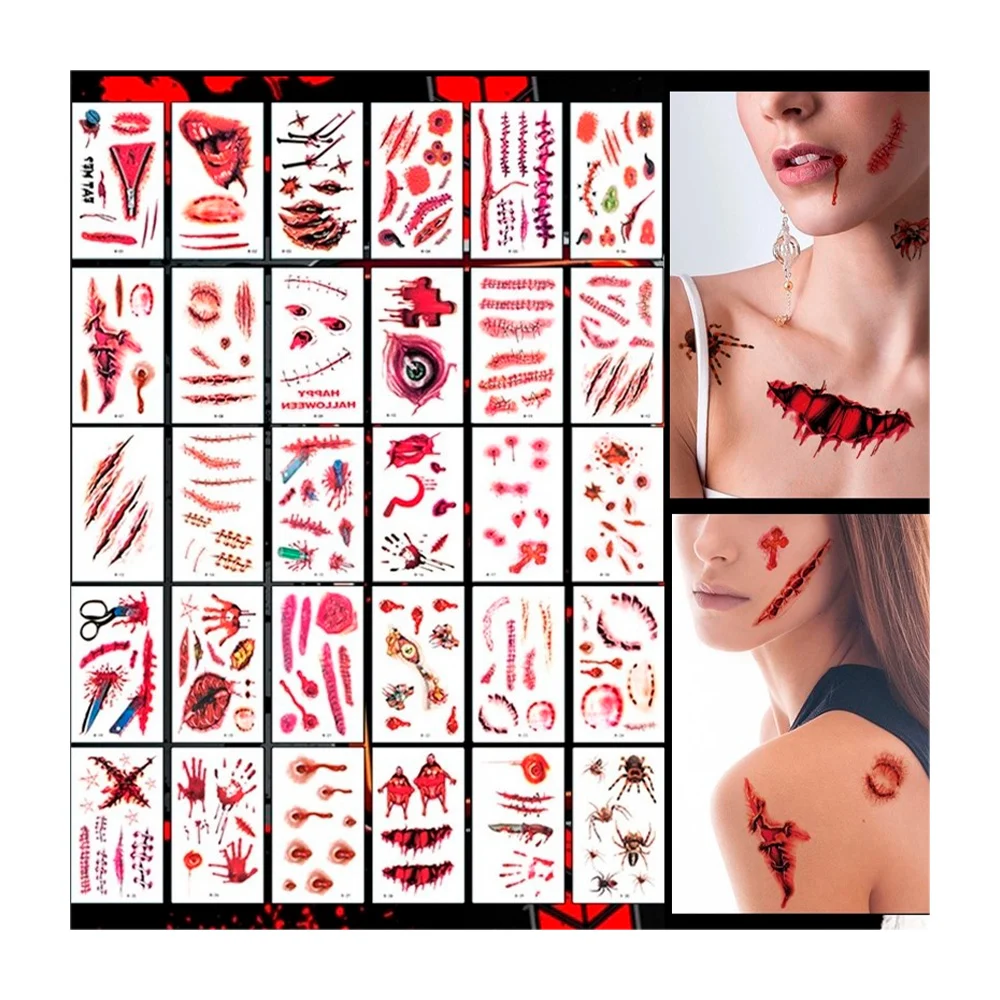 Paquete con 24 plantillas de tatuajes temporales con diseños varios p…