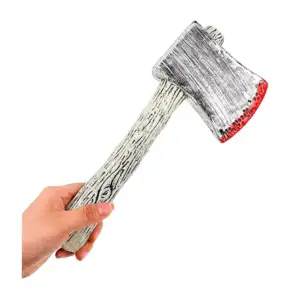 Hacha de plástico con sangre plasmada para disfraz de halloween, 30cm…