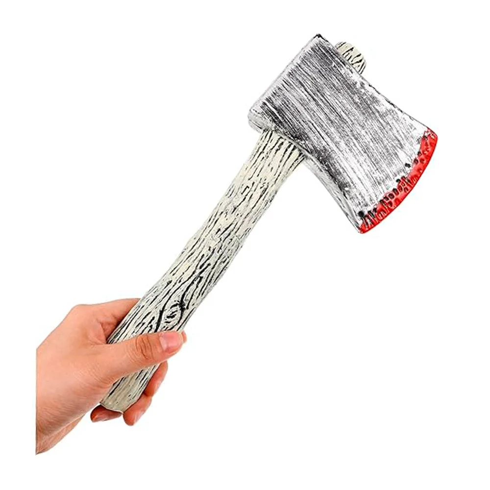 Hacha de plástico con sangre plasmada para disfraz de halloween, 30cm…