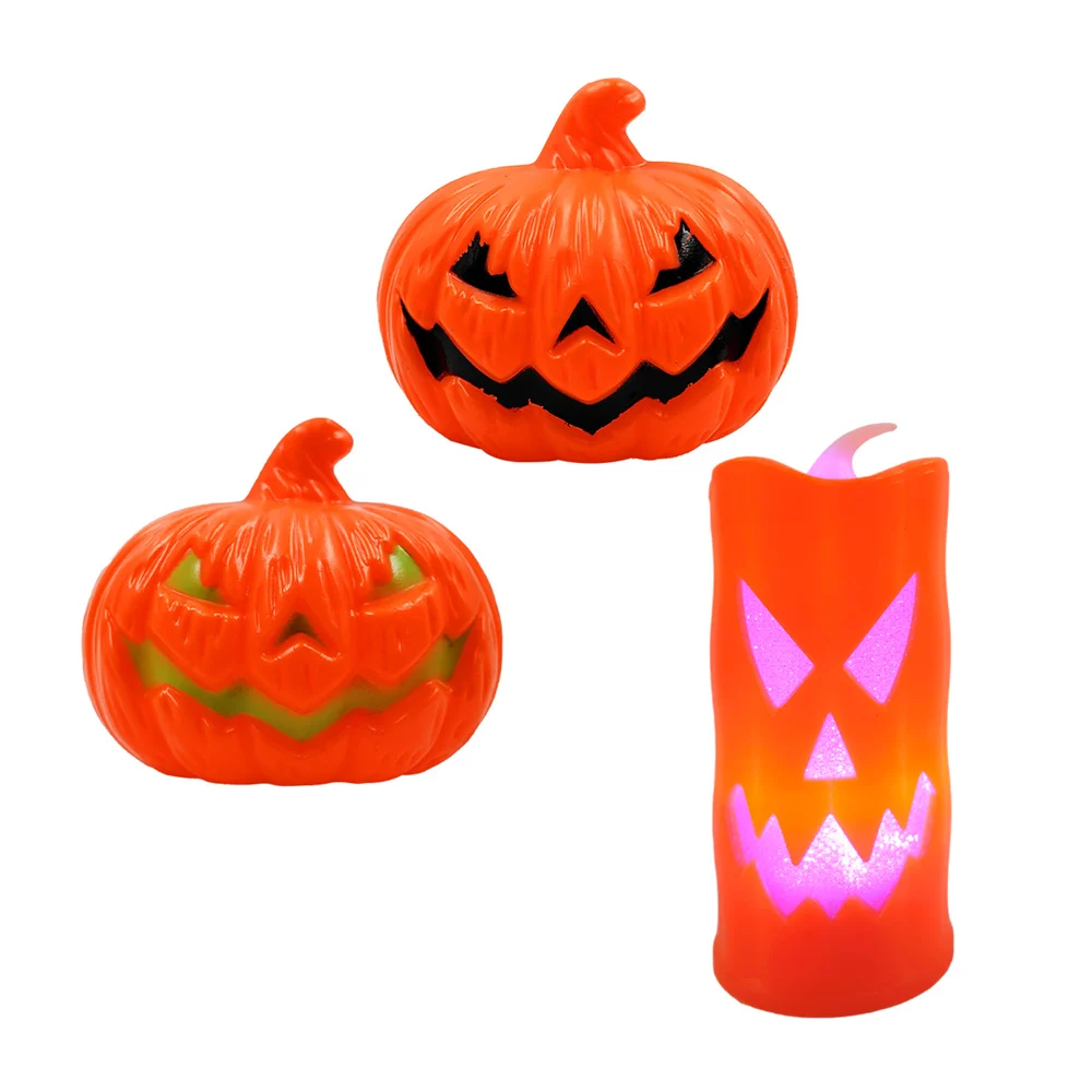 1pza Mini lámpara de plástico en forma de calabaza con luces rgb para…