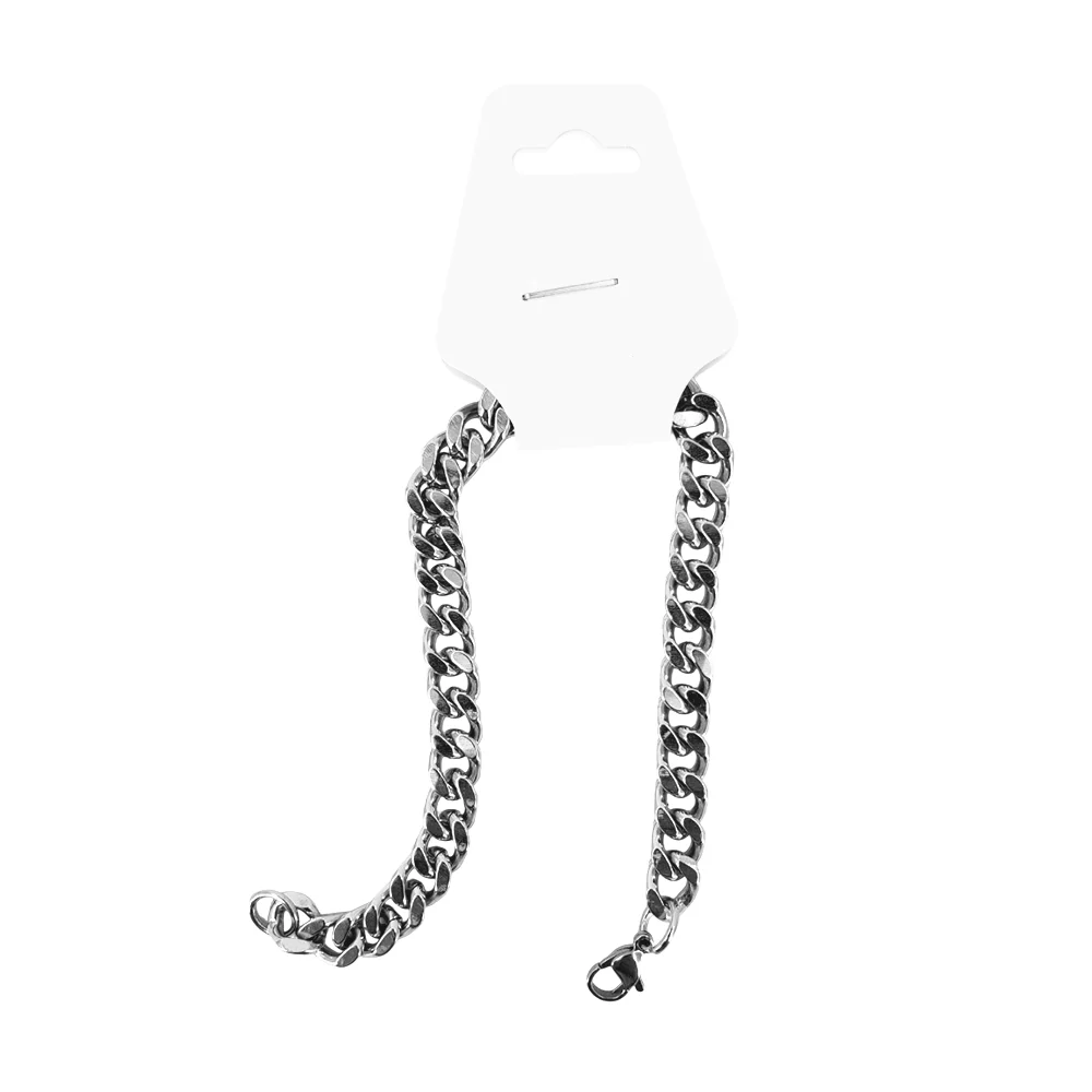 1pza Pulsera tipo cadena de fantasia en color plateada con 0.5cm de g…