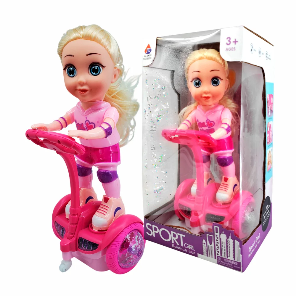 Muñeca con scooter móvil musical con luces y rotación de 360° / sport…