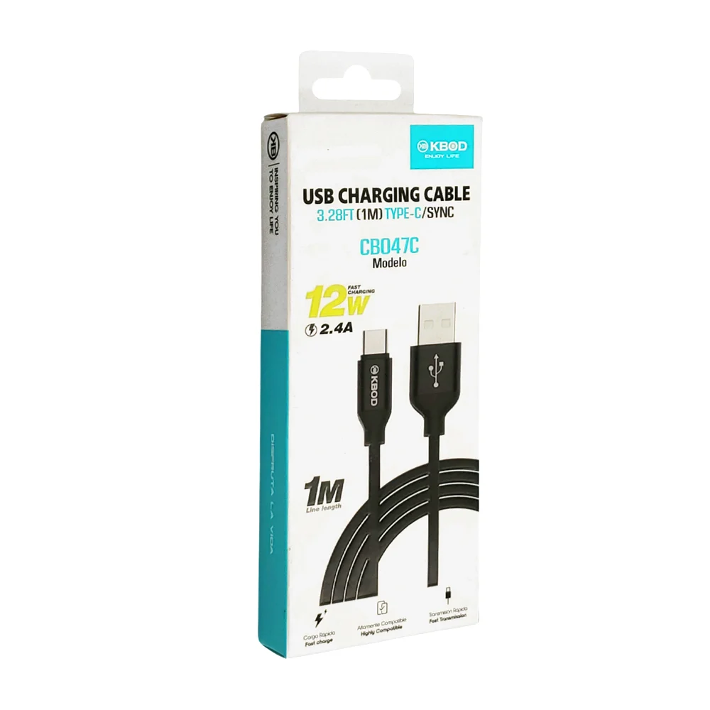 Cable de carga kbod entrada usb a tipo c potencia de 12w, 1mts / usb …
