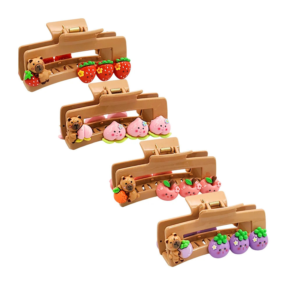 1pza Pinza rectangular con figuras decorativas de frutas y capibaras …