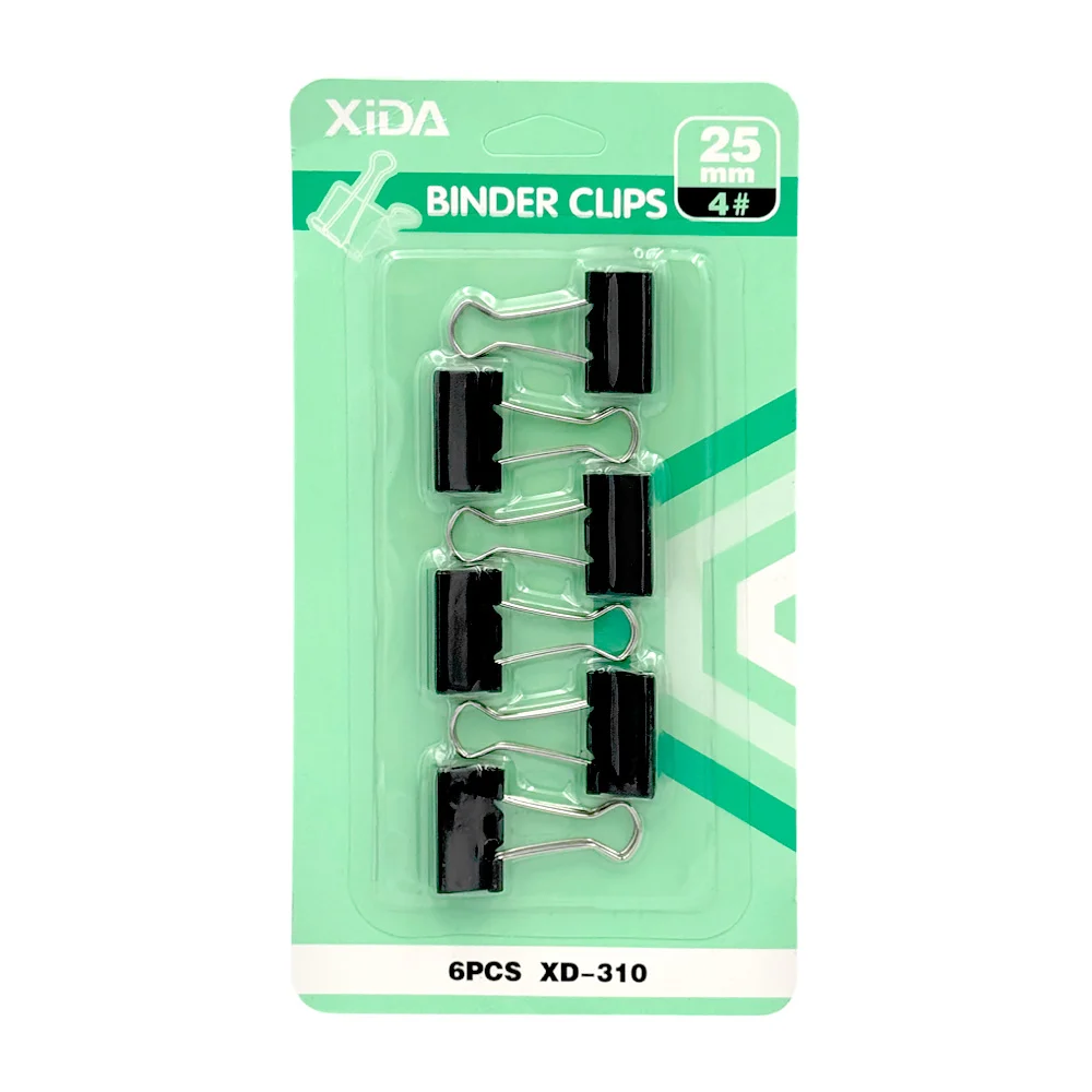 Blíster de papelería con 6 clips mariposa del numero 4, 25 mm / binde…