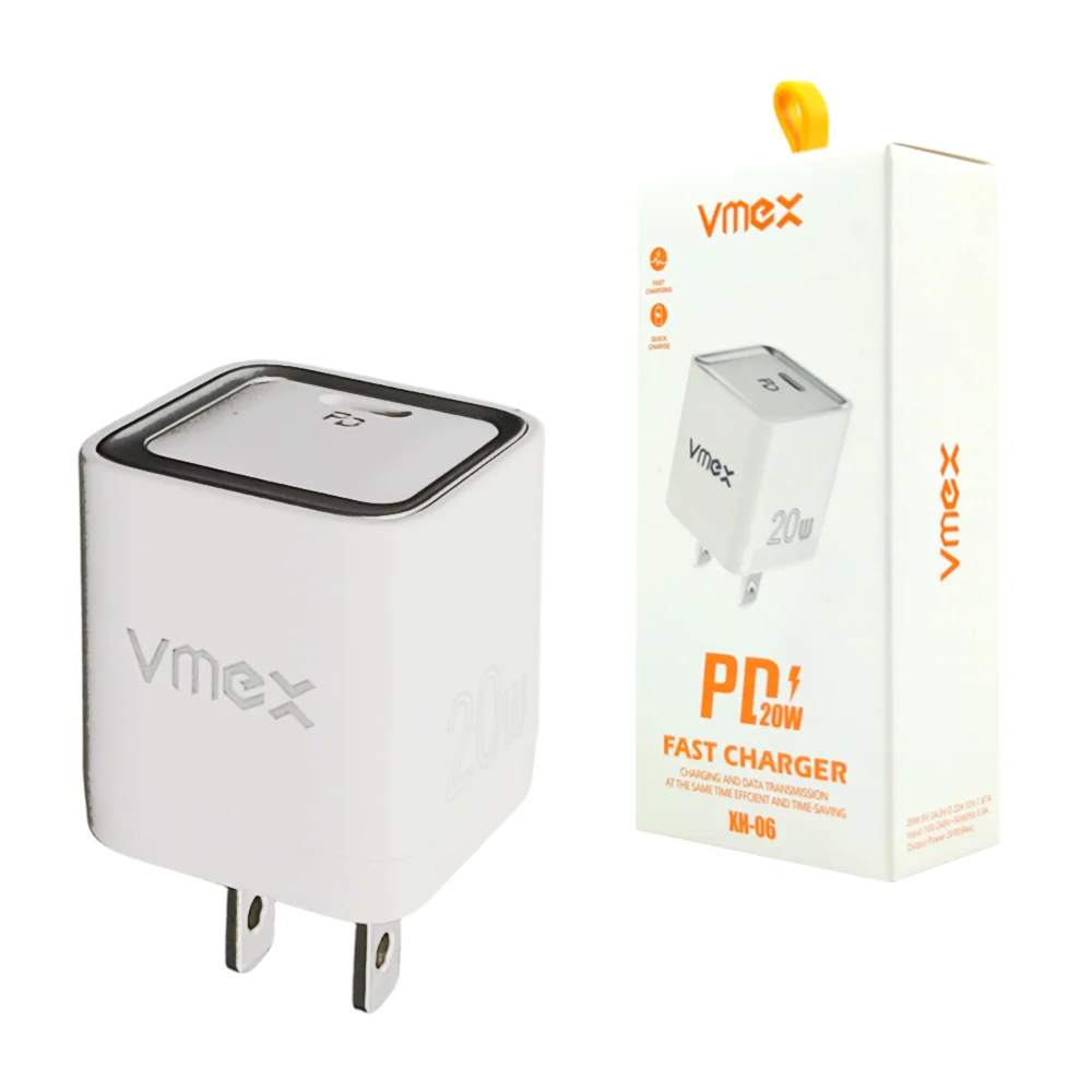 Cubo cargador vmex de carga rapida de 20w con entrada tipo-c / xh-06
