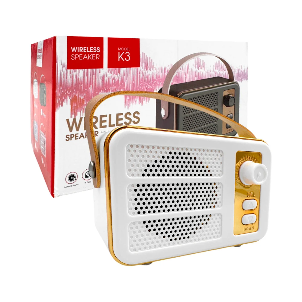 Mini bocina xinmi bluetooth con forma de radio vintage, correa de pie…