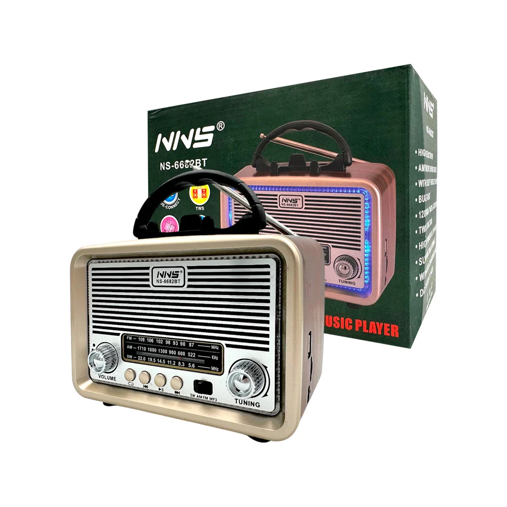 1pza Bocina rectangular con función de radio, diseño retro, botones d…