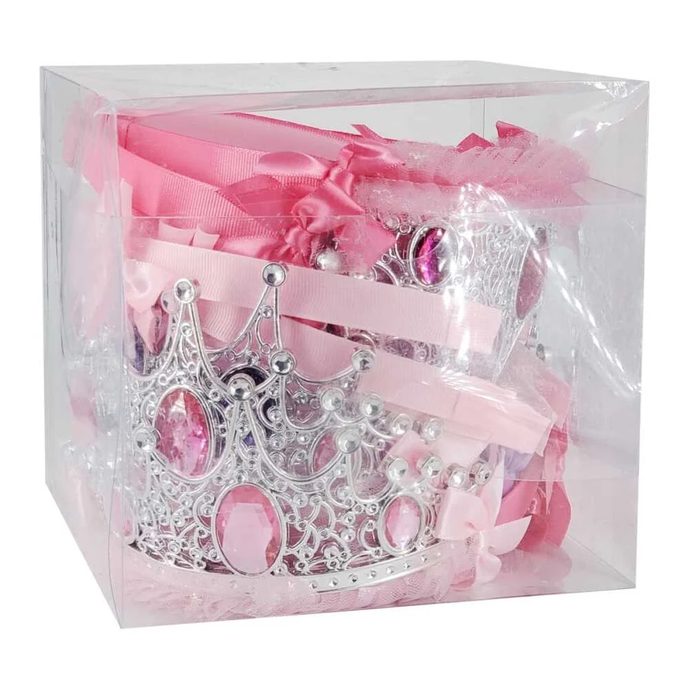Paquete con 12 diademas en forma de corona de reina con pedrería, moñ…