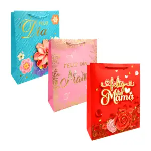 1pza Bolsa de regalo mediana con temática del día de las madres + det…