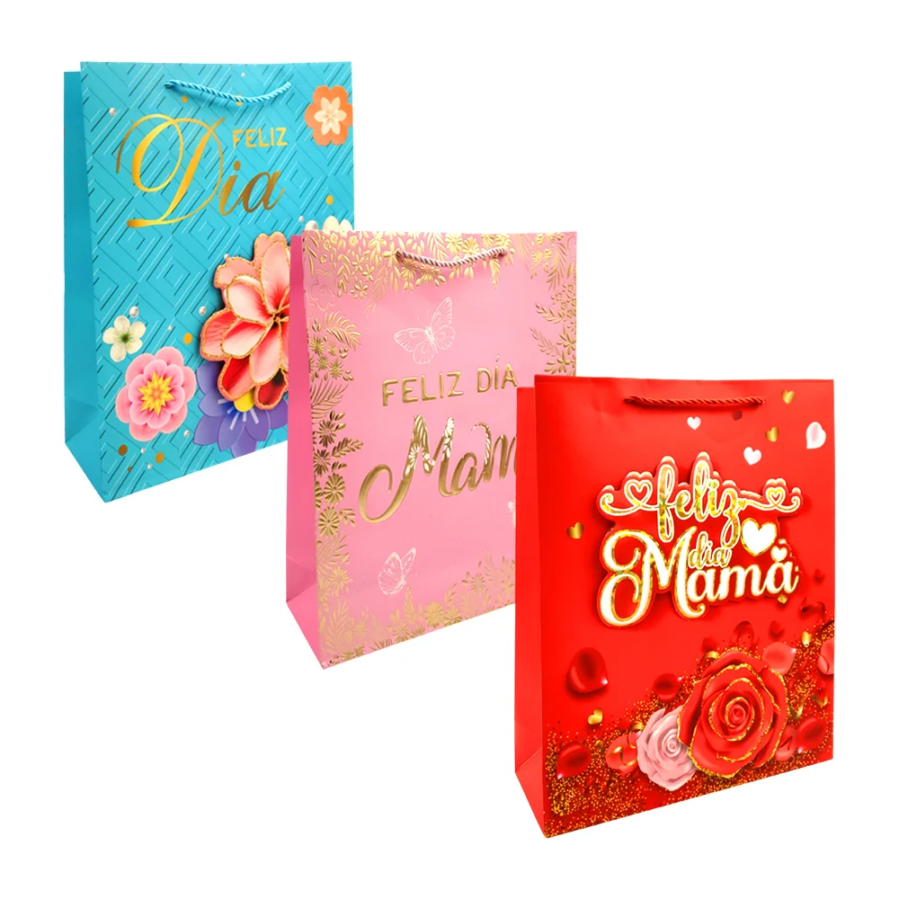 1pza Bolsa de regalo mediana con temática del día de las madres + det…