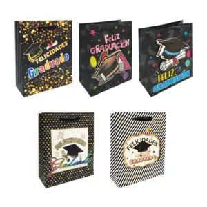 1pza Bolsa de regalo chica con temática de graduación con diamantina,…