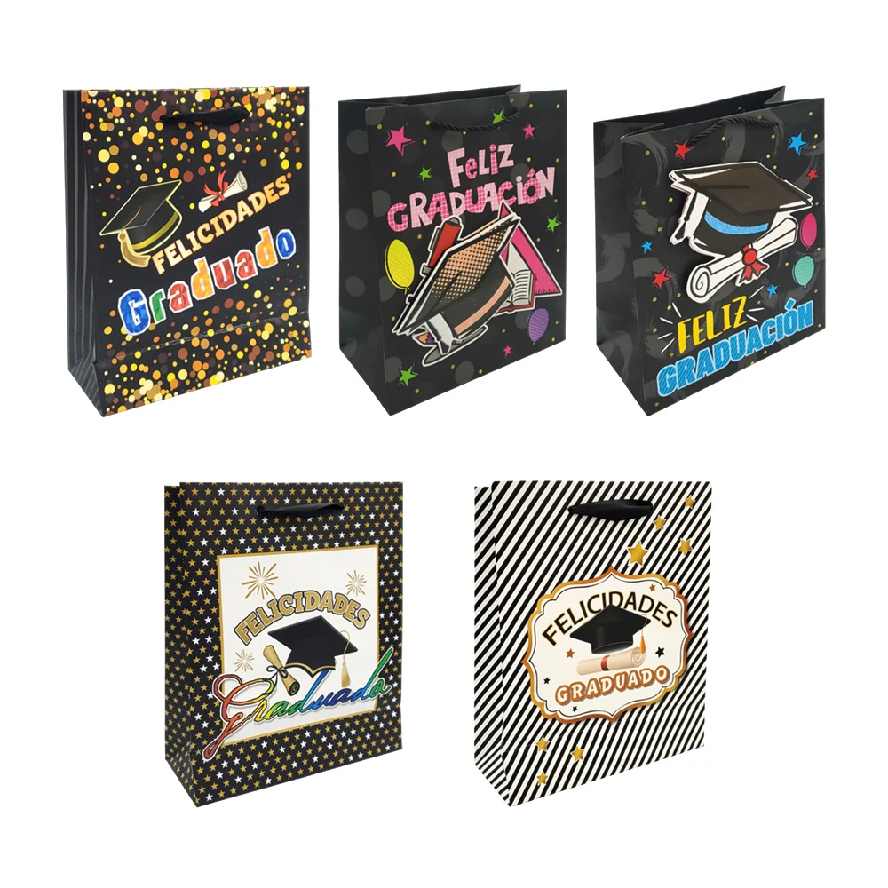 1pza Bolsa de regalo chica con temática de graduación con diamantina,…