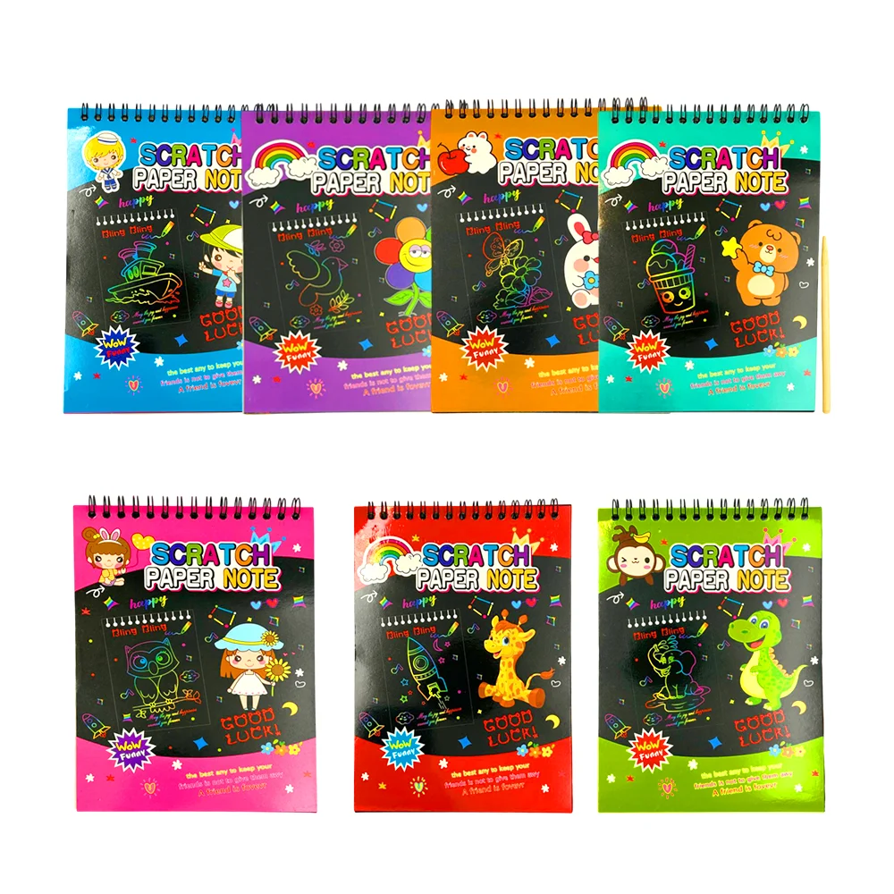 1pza Libreta mágica con 8 hojas negras + lápiz de madera / scratch pa…