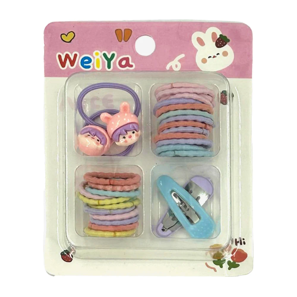 Blíster con mini pasadores, donas corrugadas y ligas con figura acríl…