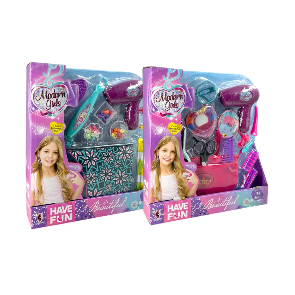 Juego de belleza y peinado infantil con secadora, artículos para pein…