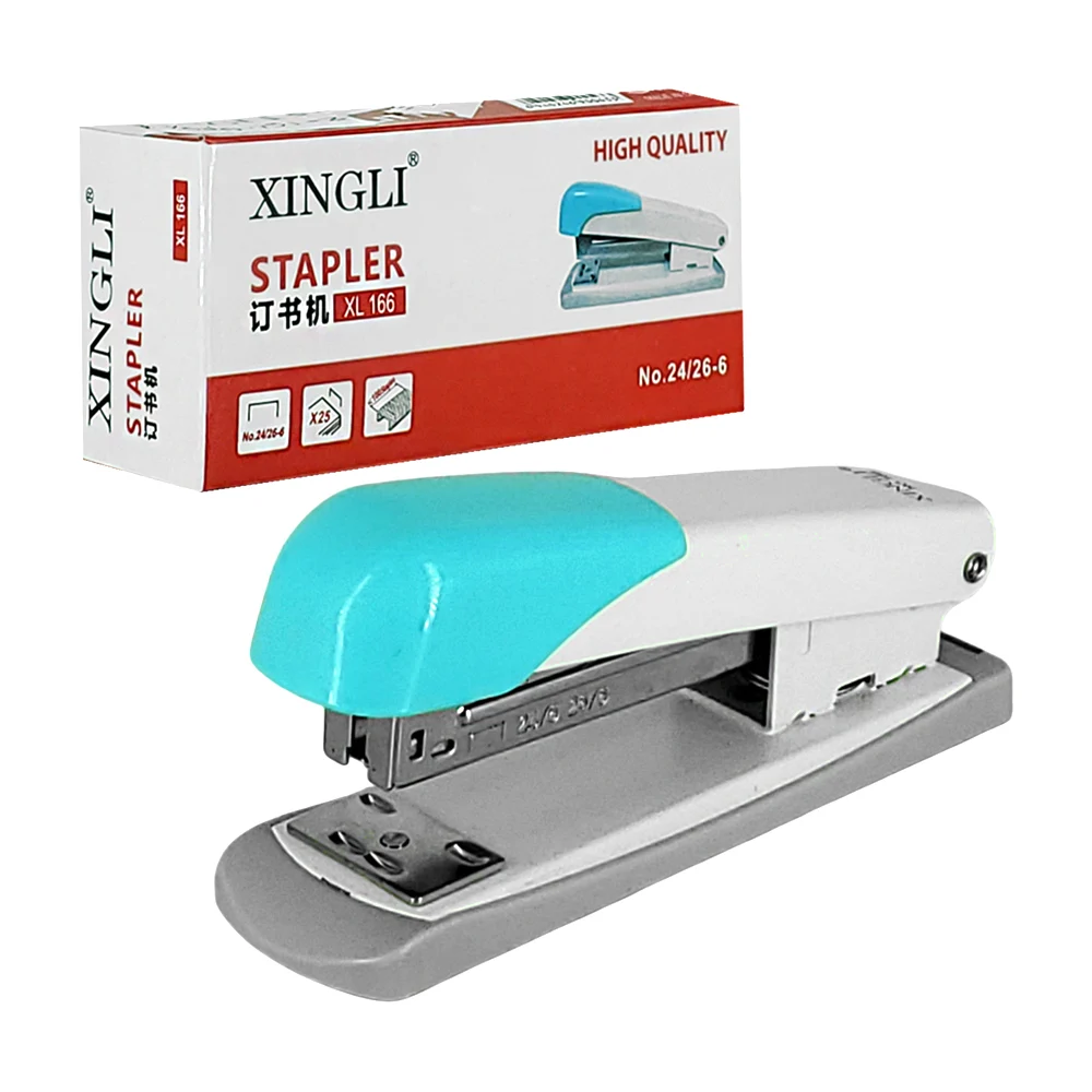 Engrapadora metálica bicolor liso para 100 grapas con medidas de 24/6…