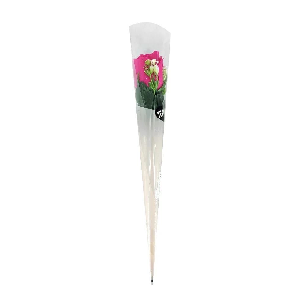 Rosa artificial con hojas y sticker de corazón frase te amo, variedad…
