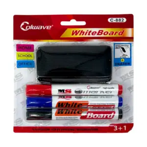 Blíster con 3 marcadores para pintarrón blanco + borrador, variedad d…