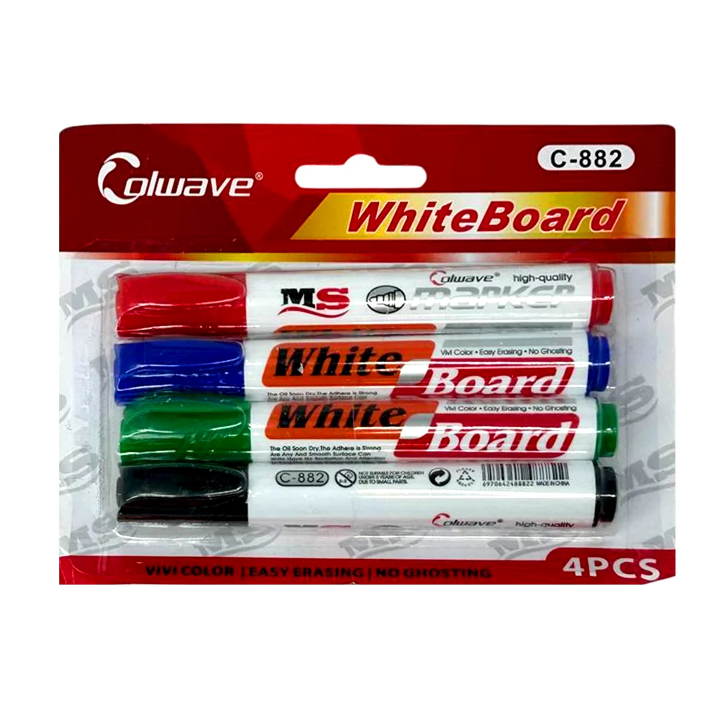 Blíster con 4 marcadores para pintarrón blanco, variedad de colores /…