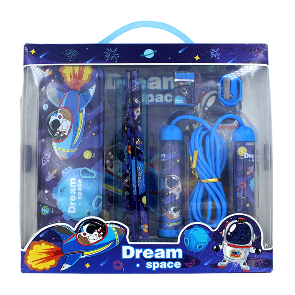 Kit de papelería con estuche metálico, 2 lápices, regla, borrador, sa…