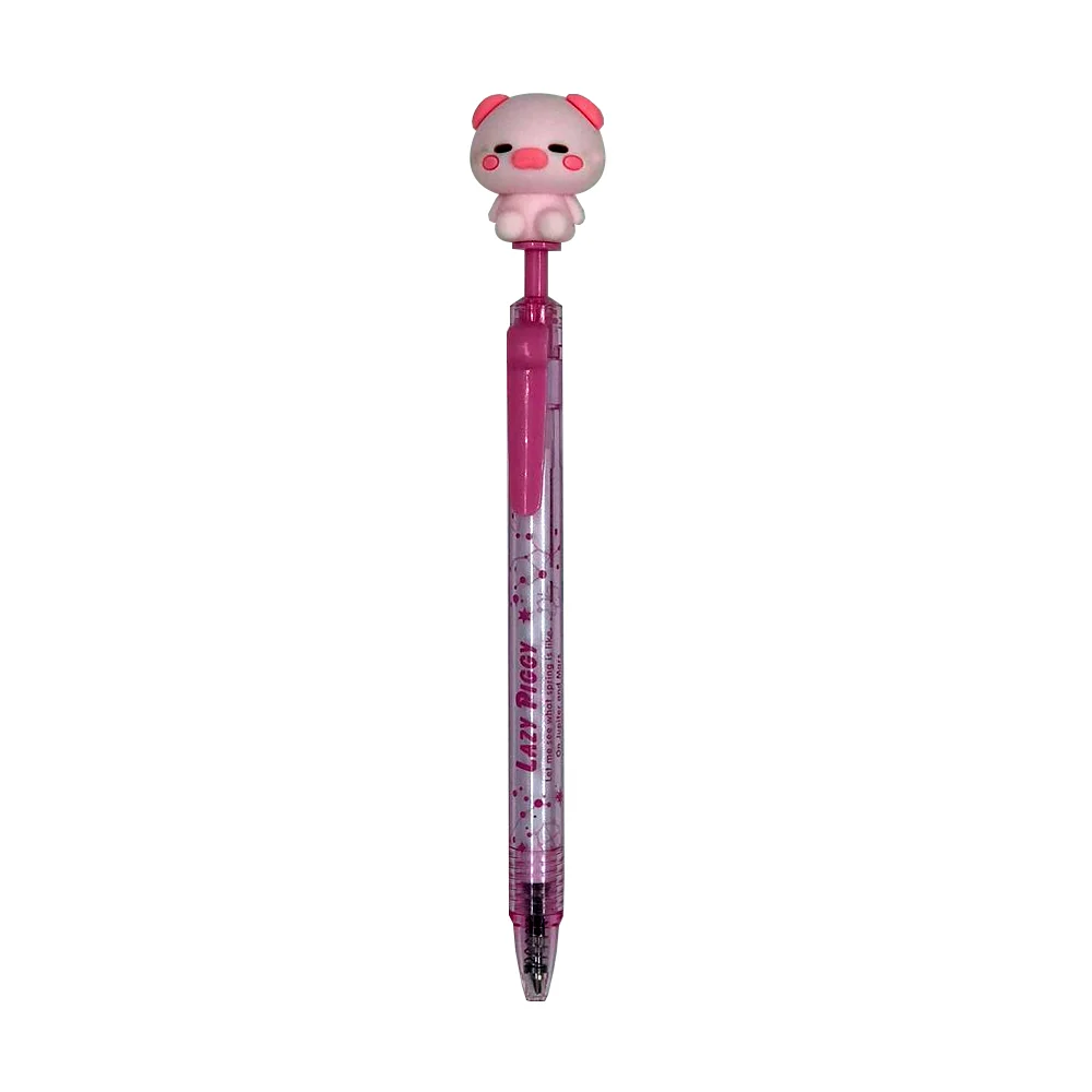 1pza Pluma retráctil transparente con decoración de pato y cerdito / …