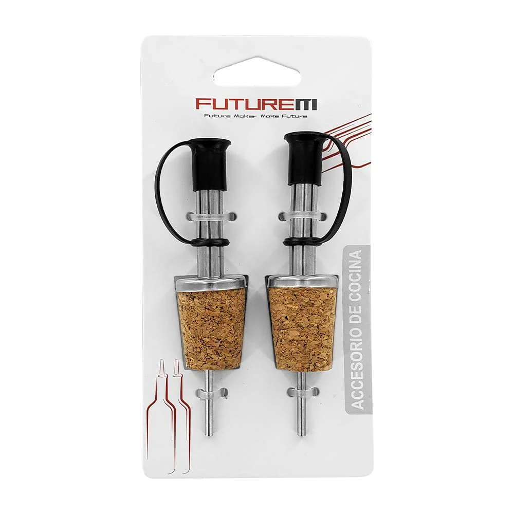 Par de tapones para botellas en forma de corcho con filtro para salid…